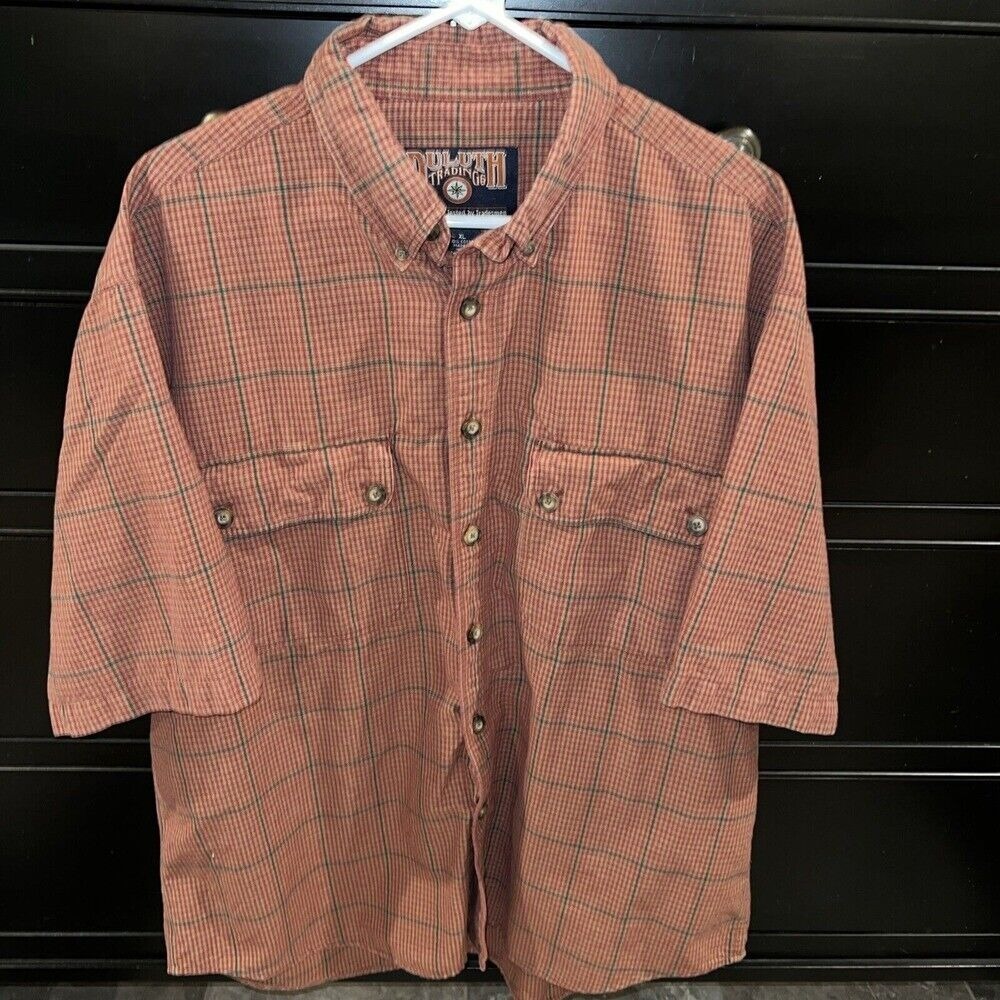 Duluth Trading Co. Plaid Button Up Short Sleeve Shirt Workwear XL